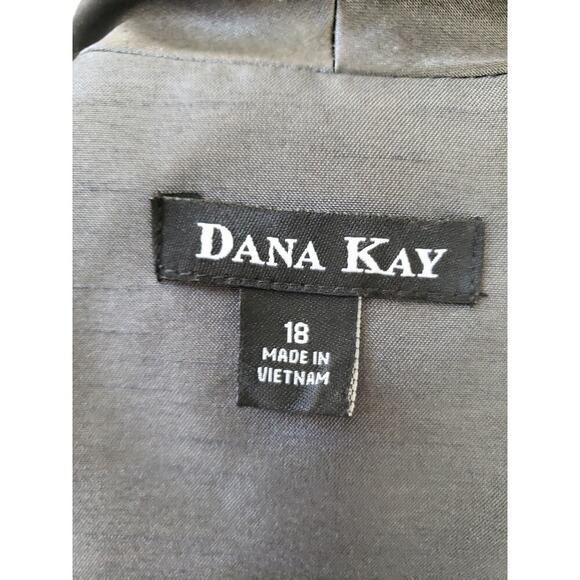 Dana Kay Skirt Suit Set Women's 18 Silver Single Breasted Collar 3 Button Front - Picture 3 of 16